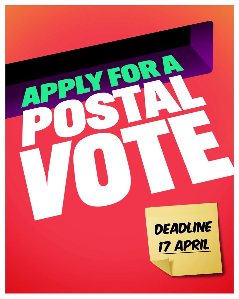 Time is running out. ⏰ TODAY is the last day to register for a postal vote. Register before 5pm and help Labour win on Thursday 2 May. Pass it on. ⬇️ gov.uk/apply-postal-v…