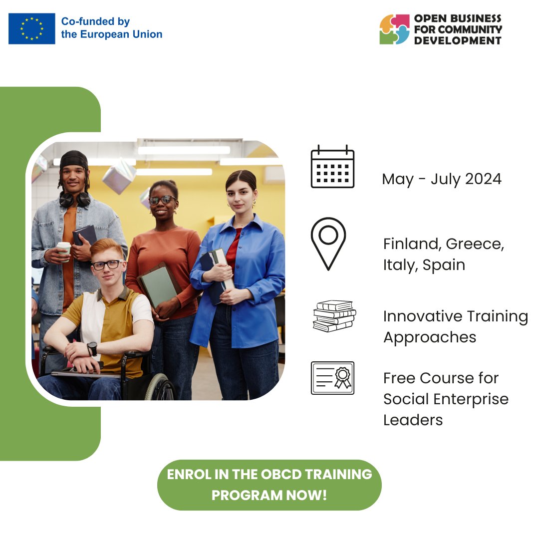 📣Calling all administrative professionals, managers and developers of social enterprises interested in unlocking the potential of social entrepreneurship in Europe. Join the waiting list for the #OBCD 10-module training programs: obcdproject.eu/unlock-your-po…