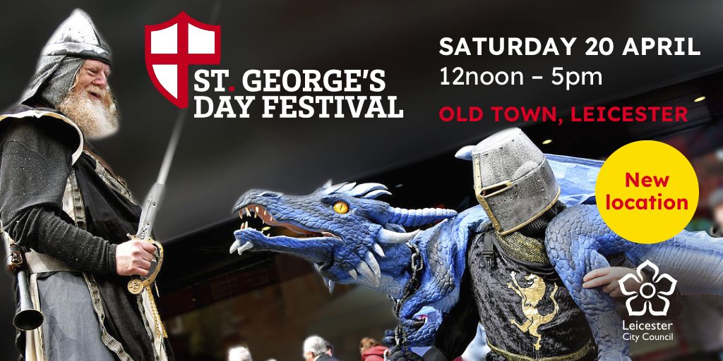 At this Saturday's Leicester #StGeorgesDay Festival take in one of the fascinating tours. Follow a trail around @LeicsCathedral & Guildhall to find out more about St George, plus view the pall created for King Richard III. View the brochure bit.ly/4cQVYDD