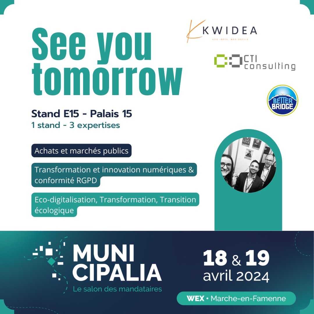 #Municipalia, le #salondesmandataires2024, c'est déjà demain 😮
Venez nous rejoindre Stand E15 - Palais 5 au #Wex