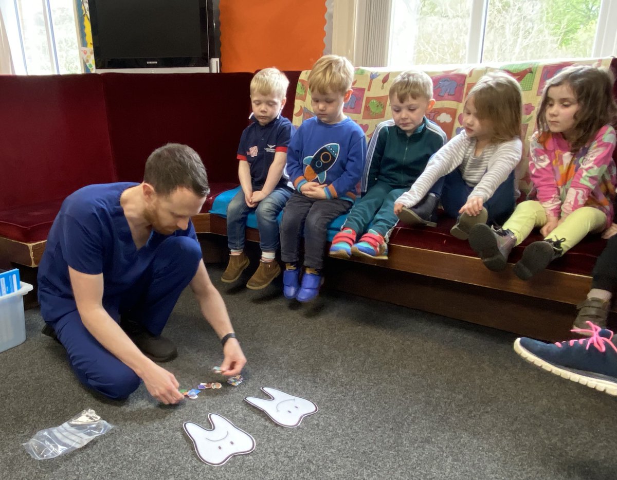 HolmbridgePS's tweet photo. A huge thank you to Doctor Luke the Dentist who visited this morning to talk to the children about keeping teeth healthy! 🦷🪥 
It makes a world of difference when visitors come into the setting………if anyone else has a job/skill/hobby they’d like to share please get in touch! https://t.co/SJed0MsjSV