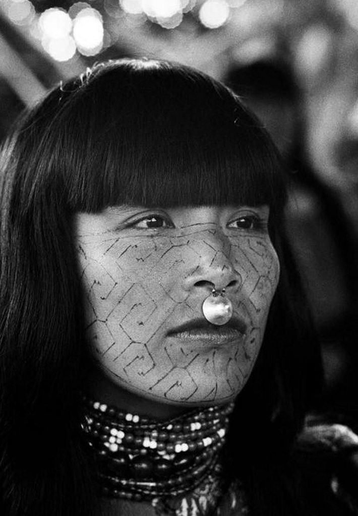 Shipibo Indian woman with face paintings in a village on the Ucayali river, Peru, 1962 © Thomas Hoepker