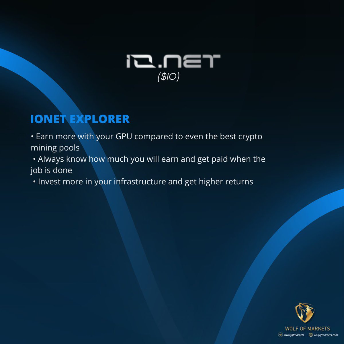 wolfofmarkets's tweet photo. We've conducted a brief research write-up on @ionet, a project that we are very optimistic about. @ionet is a decentralised physical infrastructure network that leverages underutilised GPUs from various sources. The project has established partnerships with projects such as @NuklaiData, @AlloraNetwork, and @GaiminIo, among many others. Let us know what you think about the project!