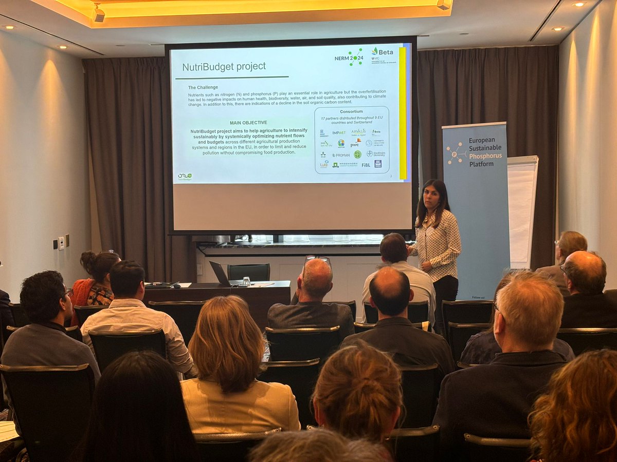 Laura Diaz presented the Mediterranean pilot of @NutriBudget_ at #NERM2024 . Through 5 mitigation measures, this pilot in Catalonia wants to reduce soil & water pollution (mainly nitrates) due to excessive application of waste from #pig farming. Read more: nutribudget.eu/pilots/