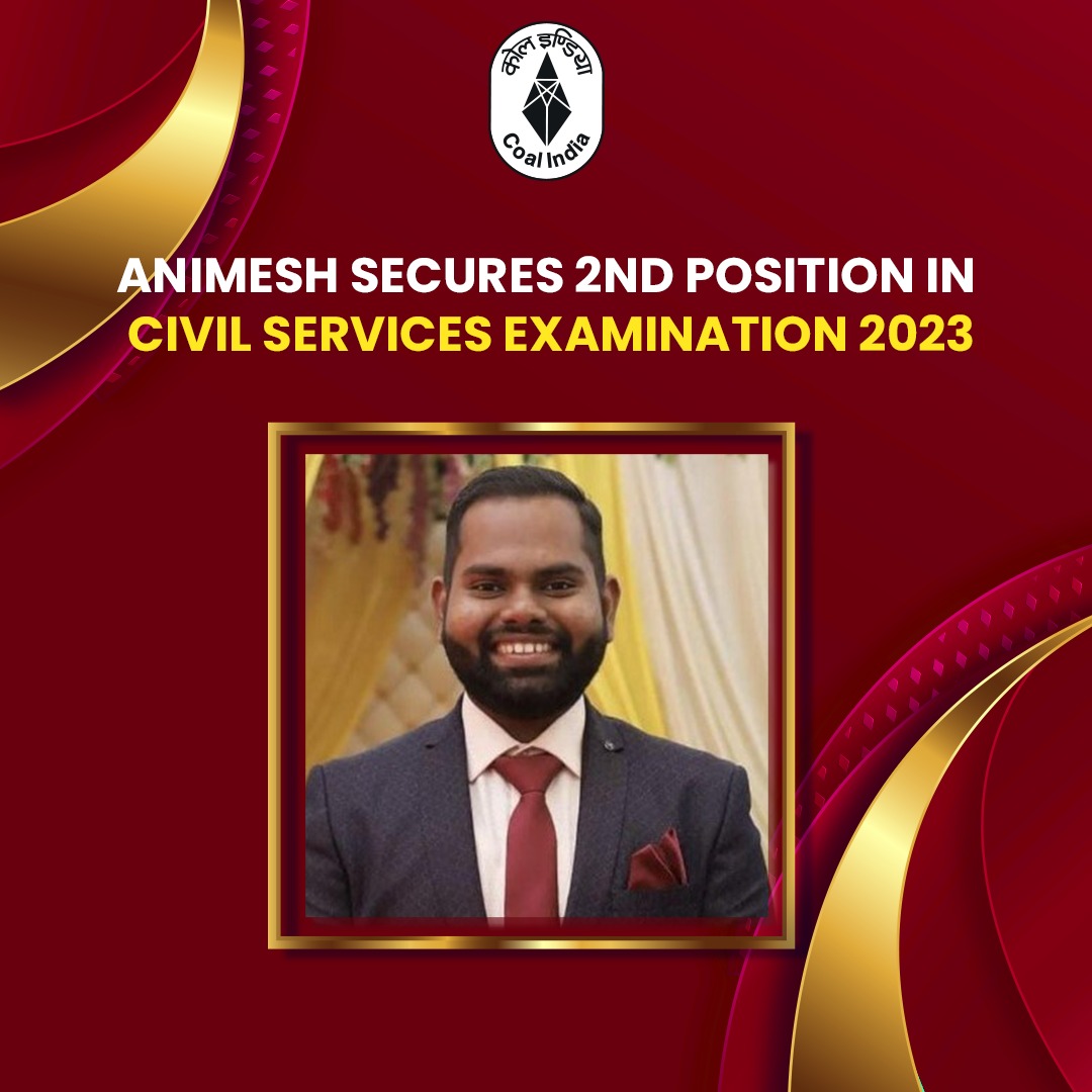 We are delighted to announce that Animesh Pradhan, the son of late Smt. Aruna Patra, who worked as Accounts Clerk at Bharatpur Area of Coal India subsidiary MCL, has secured the second position in the Civil Services Examination 2023 conducted by Union Public Service Commission.