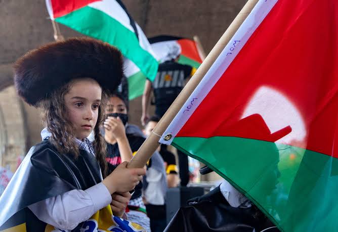 A Jewish child holding a Palestinian flag is an image that Zionists cannot tolerate.

Palestine WILL WIN 🇵🇸