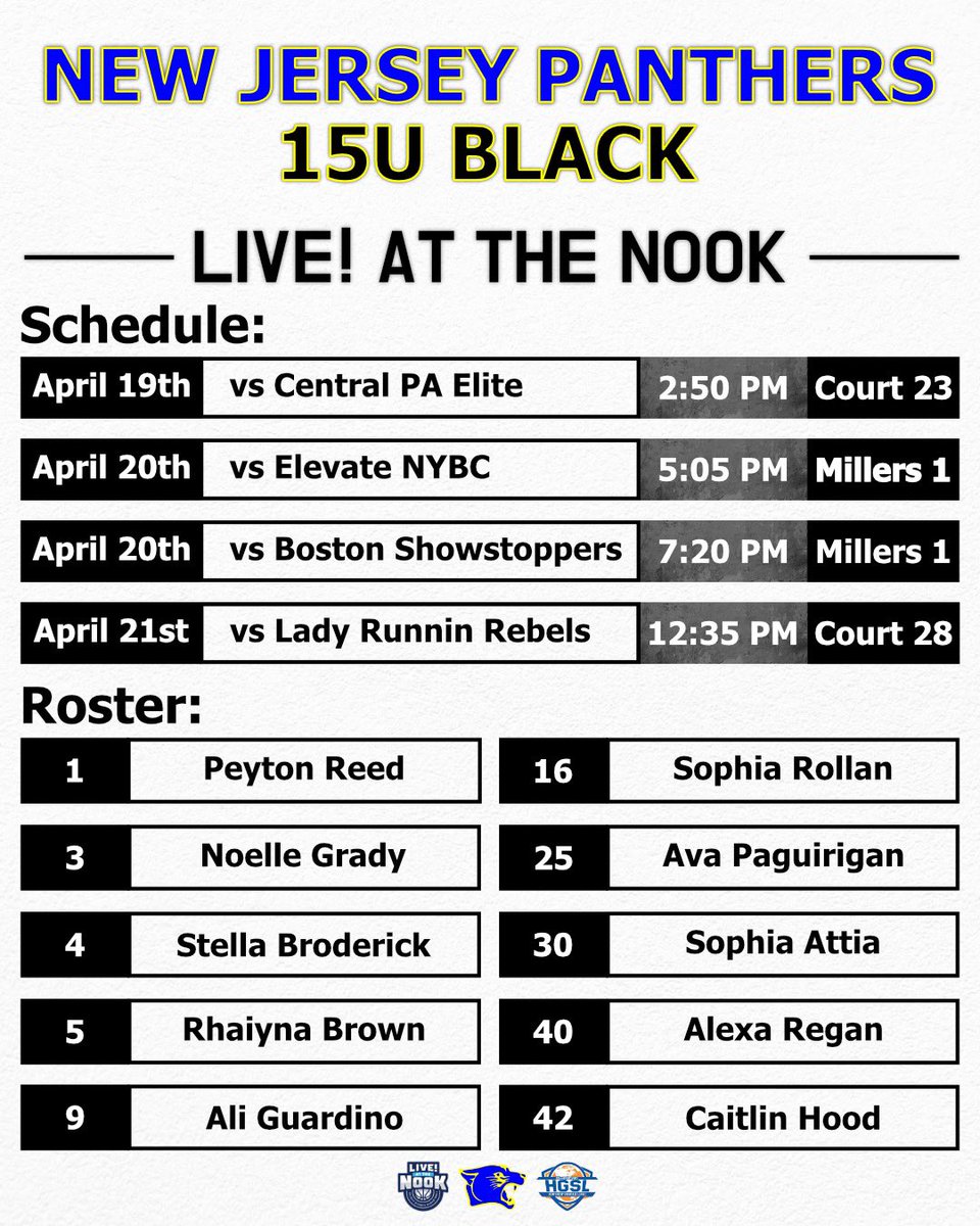 Come watch our 15U Black team this weekend at Live! at the Nook! 💙💛 #earnit #njpdifferent @CoachZ_NJP
