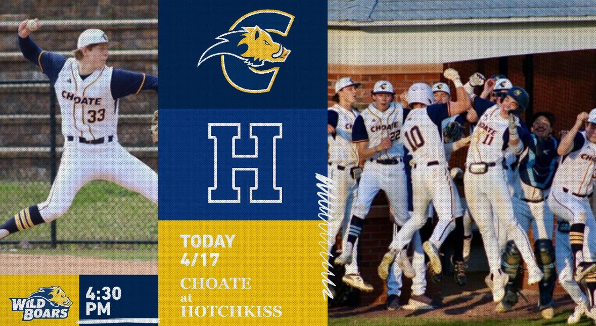 Choate_Baseball's tweet image. It’s GAMEDAY. The Wild Boars 🐗 are traveling to Hotchkiss today for a 4:30 start.
#D.E.B.T @choateathletics
