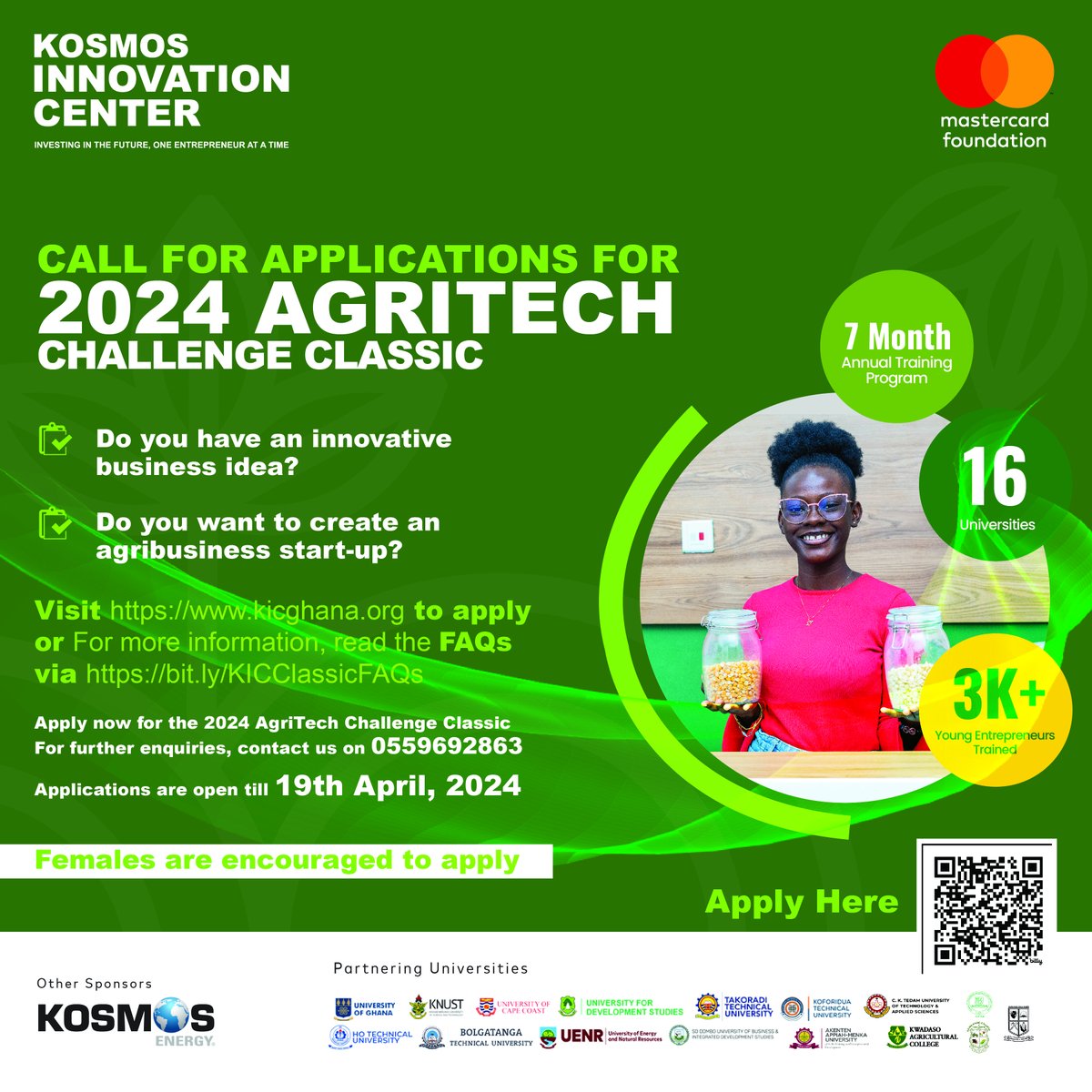 KIC and Mastercard Foundation have announced call for applications for the 2024 AgriTech Challenge Classic. Are you ready to bring on the next big scalable idea in the agricultural space? Closing date for applications is 19th April, 2024​

Read more: bit.ly/2024KICClassic…