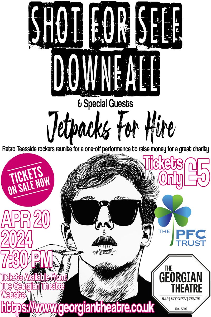 TONIGHT - Shot For Self Downfall with support from Jetpacks For Hire Doors 7:30pm All proceeds go to the PFC Trust. 🎟 georgiantheatre.co.uk/live-event/ven…