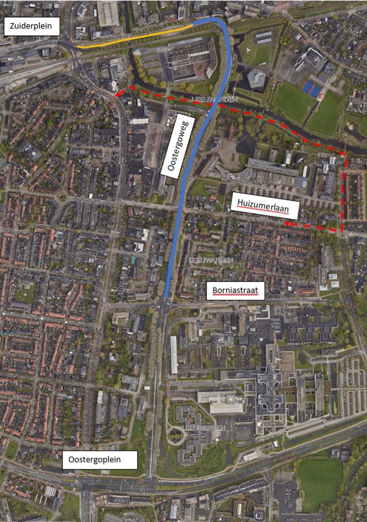 ⚠️ Vanaf donderdagavond 18 april 20:00 uur tot en met vrijdagochtend 19 april 07:00 uur is het wegvak vanaf het Zuiderplein en Gardeniersweg gestremd voor alle verkeer. Omleiding via Potmargepaad en Mariënburgpaad. 🚗 Voor meer info 👉🏻 leeuwarden.nl/nieuws/oosterg…