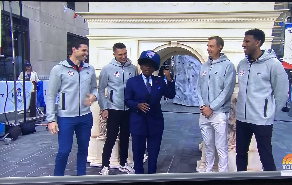 Our ⁦@usab3x3⁩ Olympic men’s team on the ⁦@TODAYshow⁩ with ⁦@alroker. ⁦@Paris2024⁩ is 100 days away. 👍🏻🏀🇺🇸