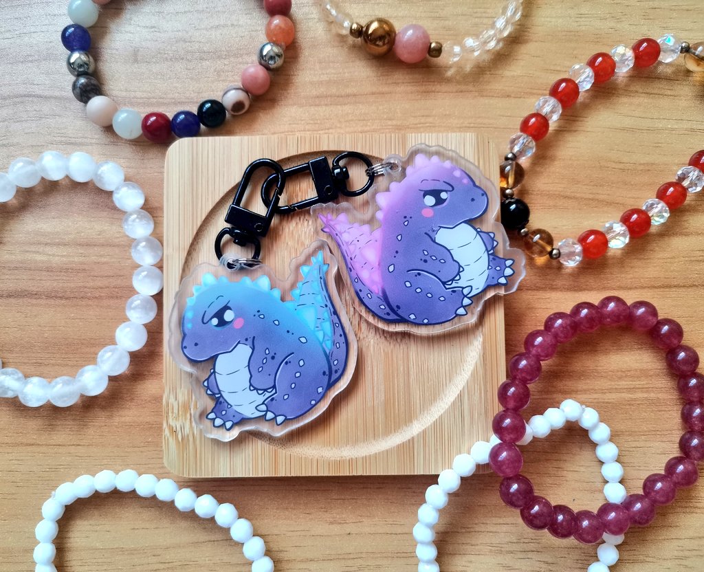ohreokun's tweet image. Here are some additional merchies &amp;lt;3

2&quot; acrylic charms (limited stocks)
🌸Chonkzilla - back to back design, blue and pink
🌸Dynama - back to back print, mirrored

#godzilla #dynama #dynamy #bnha #Bakugo