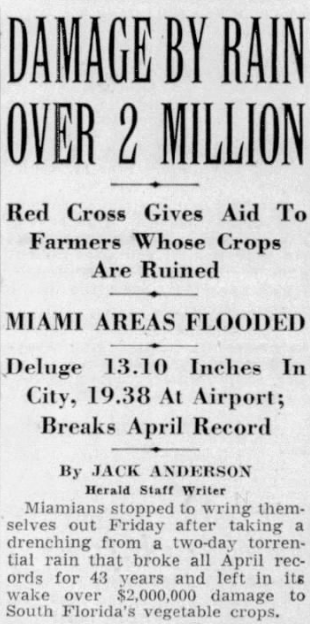 OTD in 1942: West Palm Beach, FL, was soaked with 8.35” of rain in two hours.