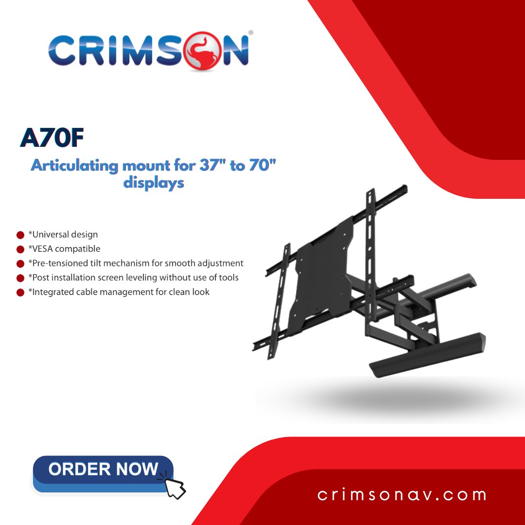CrimsonAV's tweet image. With the A70F, it&apos;s all about the angle. Pre-tensioned tilt for seamless adjustment and perfect screen alignment every time.

ow.ly/9zq350ReEAH

#A70F #flexiblescreen #displayflexibility #tiltandlevel #perfectview #screenflexibility #adjustabledisplay