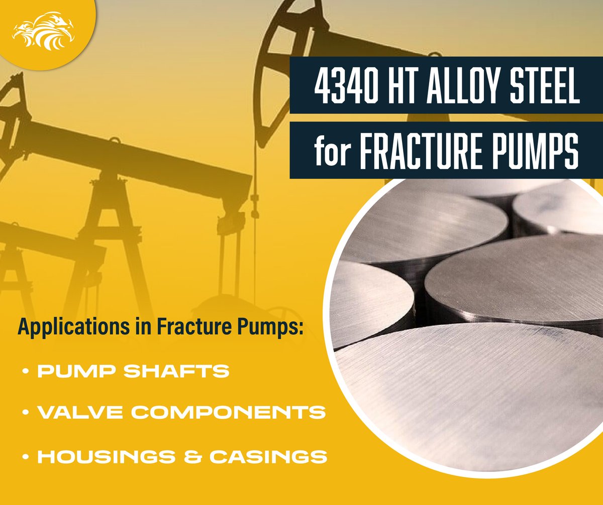 Fracture pumps in the oil & gas industry endure high pressure, abrasion & extreme temperatures. 4340 HT alloy steel is ideal for key components. ow.ly/J87V50RezAR 
#4340HT #OilAndGasIndustry #metalindustry #alloy