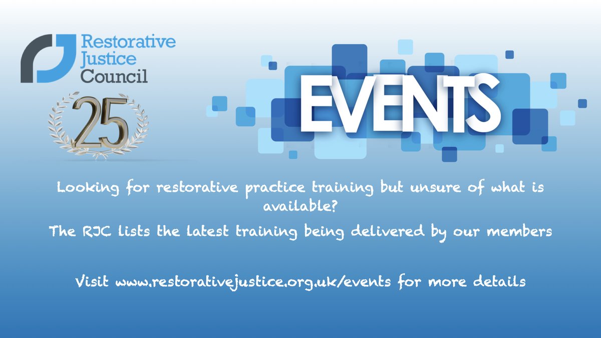 Are you looking for training in #RestorativeJustice? Head over to our website to see the latest training opportunities delivered by our trusted Registered Training Providers and RJC Members 👉 restorativejustice.org.uk/events.
