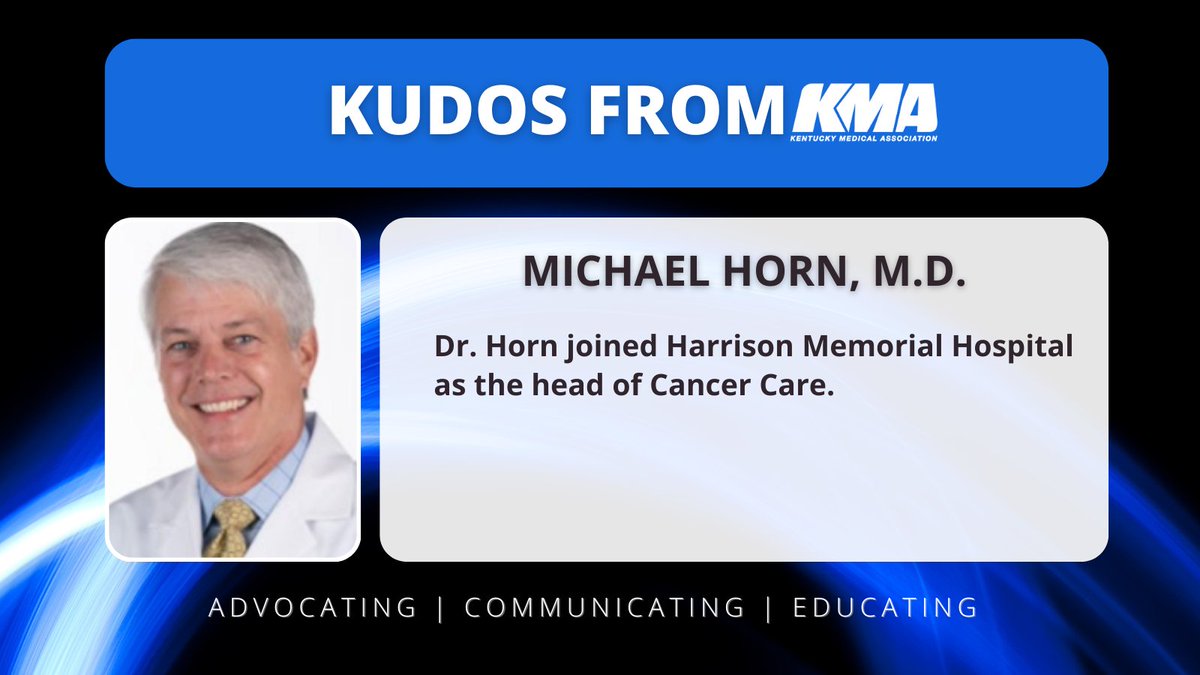 KYMedAssoc's tweet photo. KMA member Michael Horn, M.D., joined @harrisonmemhosp Harrison Memorial Hospital as the head of Cancer Care. Harrison Memorial Hospital welcomes Dr. Michael Horn, Oncologist/Hematologist, to HMH Medical Staff https://t.co/F2h5g7iw05 https://t.co/mY2EV45E8f