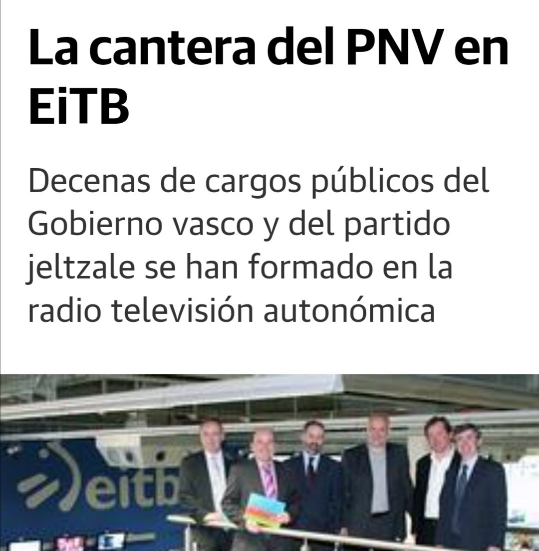 Si alguien tenía alguna duda sobre si #Eitb iba a hacer campaña electoral apoyando al Pnv solo tiene que ver el Teleberri/Pnv de hoy. Eitb ese medio PÚBLICO que pagamos todos y que es el brazo mediático del Pnv.