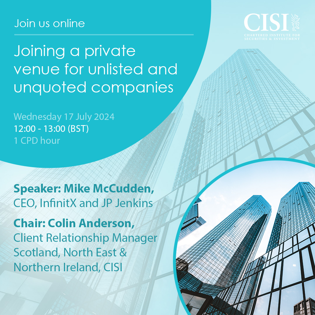 Join us in July and build your knowledge on the evolving world of private securities and trading for unquoted companies. Book now: cisi.org/cisiweb2/shop/… #financialservices #privatesecurities #CPD #financialplanning #trading