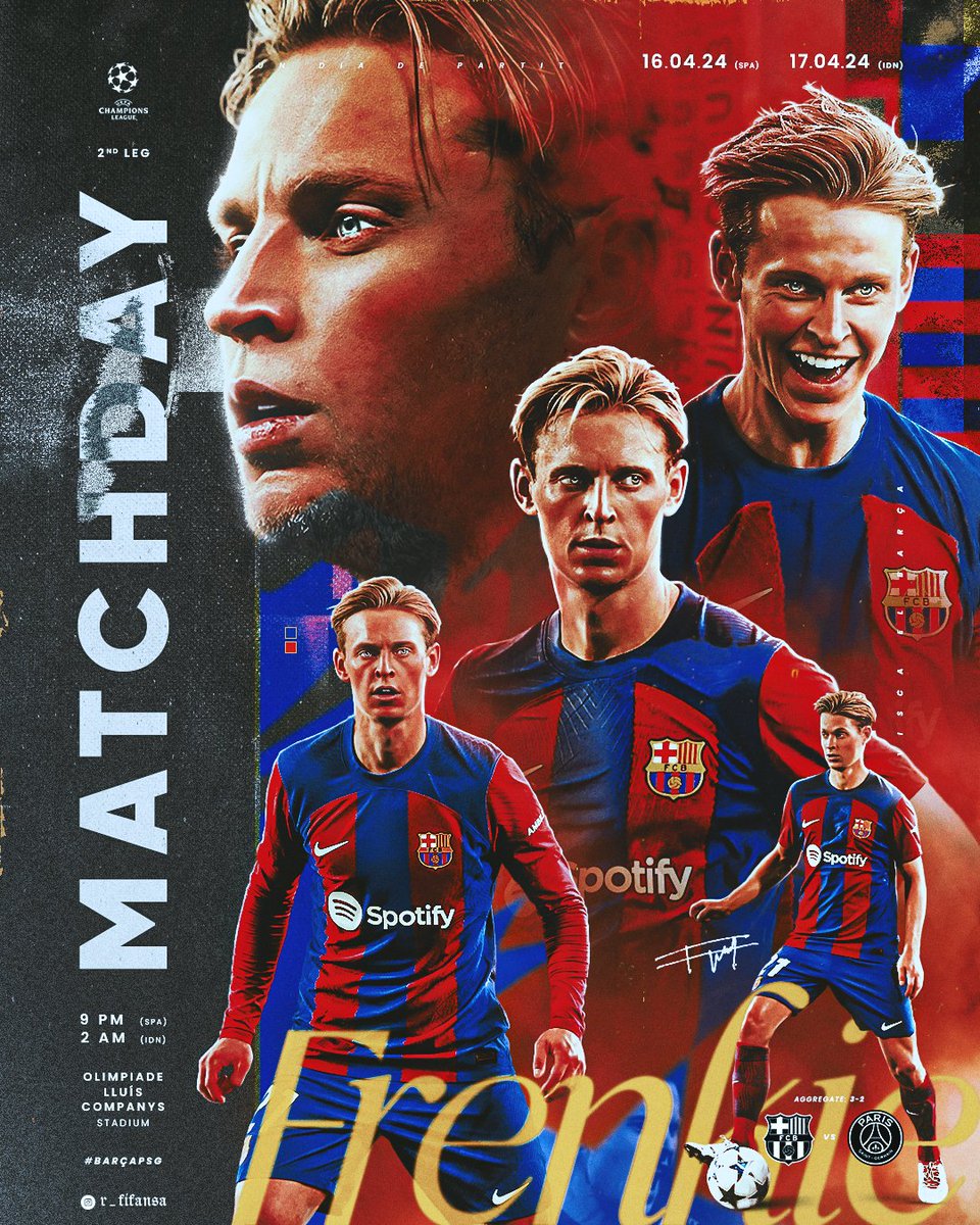 UCL Poster | FCB v. PSG | Before/After.

Let me know your thoughts!

#SMSports #SportsDesign #FCBPSG #FrenkieDeJong #FCBarcelona #ChampionsLeague