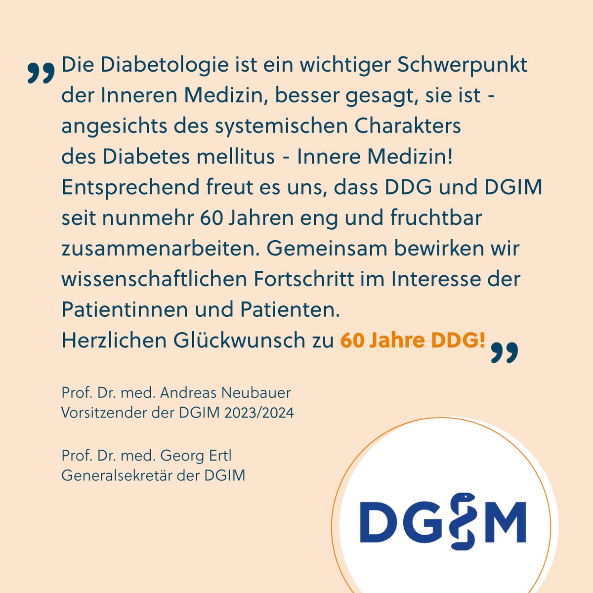 🎉🎉🎉 #60JahreDDG Vielen Dank, liebe Kolleg*innen der Deutschen Gesellschaft für Innere Medizin (DGIM) @dgimev für diese schönen und wertschätzenden Glückwünsche und die erfolgreiche #Zusammenarbeit. #DDG #Diabeteswissen #Diabetes #Diabetologie #Geburtstag #Jubiläum