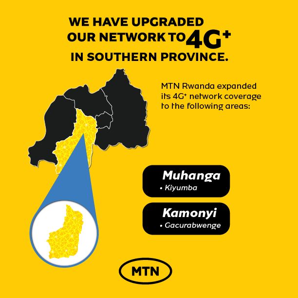 Mu bikorwa byacu bikomeje byo kwagura umuyoboro wa MTN kugirango turusheho kunoza serivisi duha abakiriya bacu, twaguye 4G network muri @RwandaSouth mu turere dutandukanye. #TurageraKukiUyuMunsi #Wikwisondeka