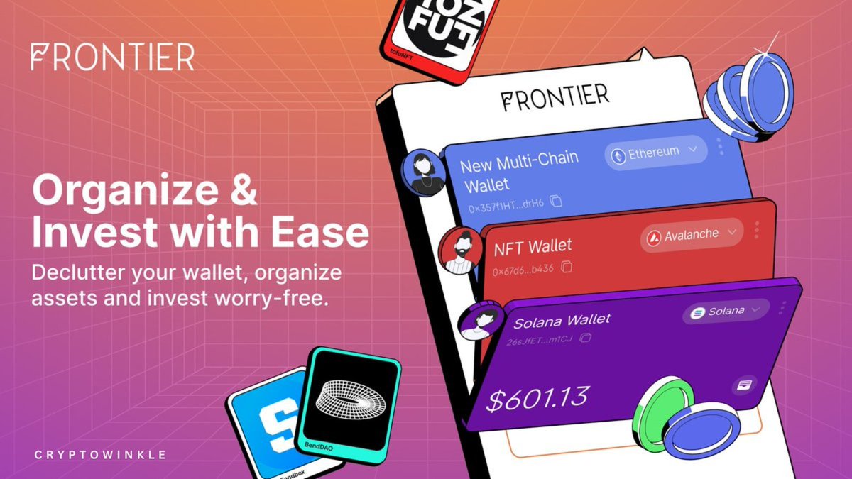 CryptoWinkle's tweet photo. Multi-chain world, one wallet! Frontier simplifies DeFi & NFT management.🔗🌏

@FrontierDotXYZ is your all-in-one non-custodial wallet for the Web3 revolution. Store, stake, swap, bridge & manage NFTs across 35+ blockchains, all in one secure platform.

Frontier prioritizes security and empowers:
1⃣Fraud prevention & open-source code
2⃣Native dApp integration
3⃣Non-custodial

DYOR and discover hot tokens, track prices & trade seamlessly - all within the Frontier app!

$FRONT #Web3 #WalletSecurity #allinone