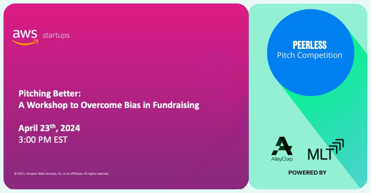 🚀 Skyrocket your startup with #PeerlessPitch, powered by MLT and @alley_corp. Apply before April 23 for a chance of a $1M prize and exclusive access to a @awscloud webinar on perfecting your pitch. #Innovation #Startups #VentureCapital #Entrepreneurship mlt.info/4d2usDy