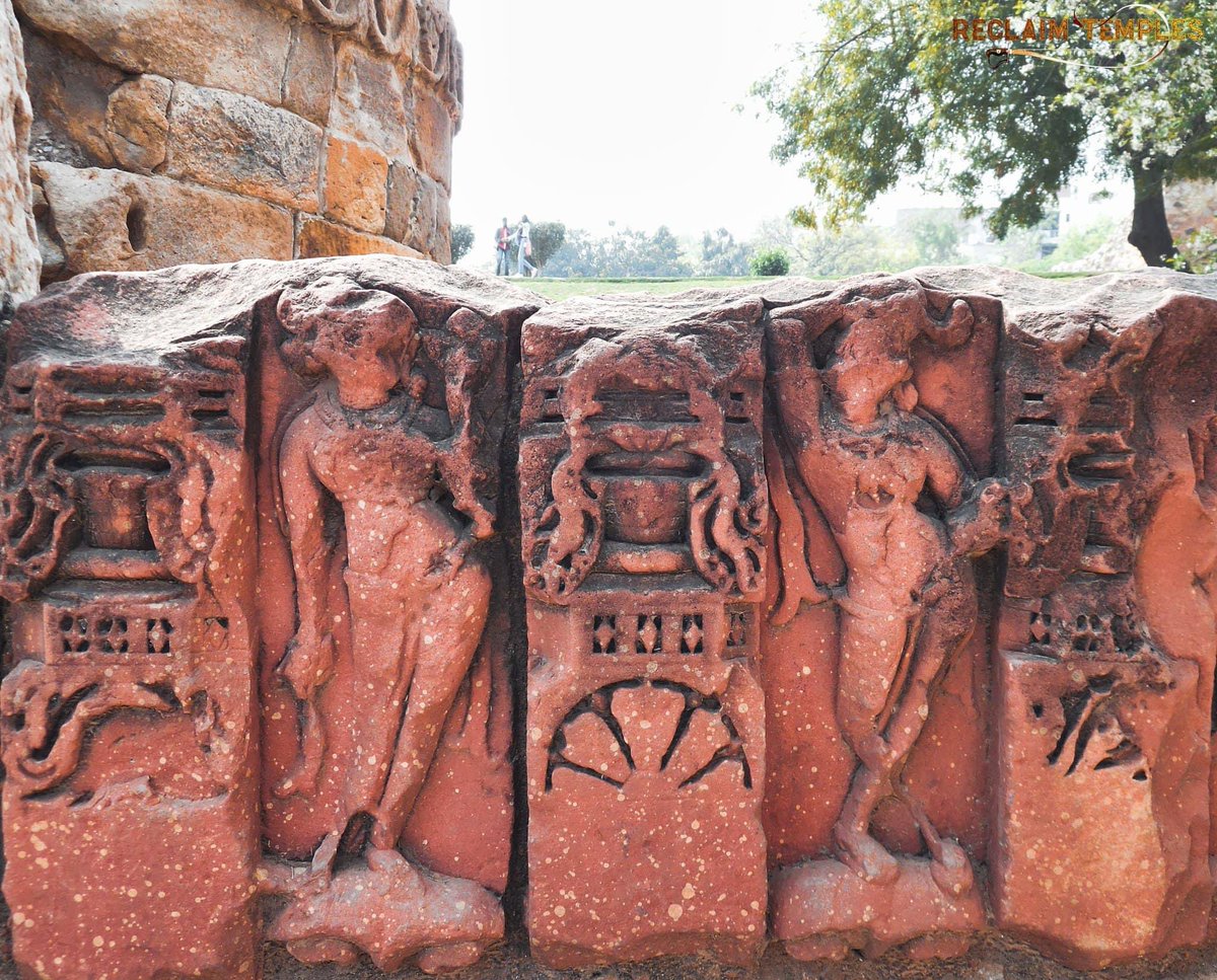 The Islamic invaders renamed our temples as Masjids and shamelessly claimed that they built it. Lies are being taught to children through govt approved syllabus about structures like Qutub Minar. Pic: Hindu sculptures at Quwwat ul Islam Masjid, Delhi #ReclaimTemples