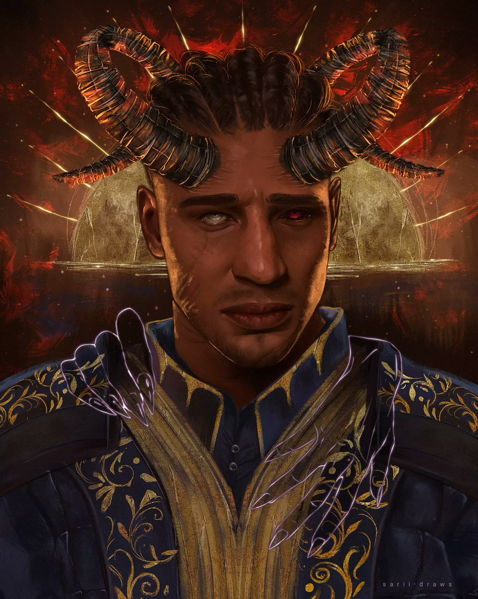 sariidrawshere's tweet photo. Wyll , painted last year ! This is from my first series of #BG3 portraits !
#BaldursGate3fanart #BaldursGate3 https://t.co/tXXirBoqHn