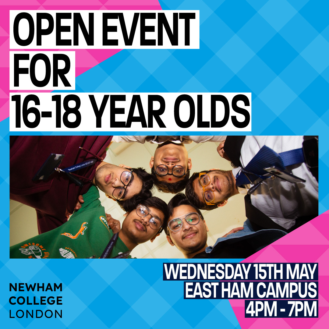 16-18 May Open Event Are you still thinking about what to do after your GCSE's? Our open day gives you a chance to: - Explore our wide range of courses ✅ - Meet our friendly teachers and students ✅ - Take a tour of our facilities ✅ Sign up below newham.ac.uk/open-events-at…