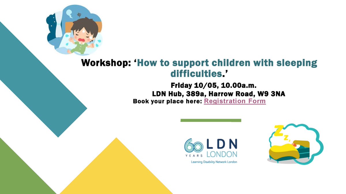 Our Family Team are running a workshop about helping children with SEND to sleep better. 💤 Email Alexandra at alizardi@ldnlondon.org if you are interested. 📌 LDN London Community Hub 📆 Friday 10 May 🕙10 am