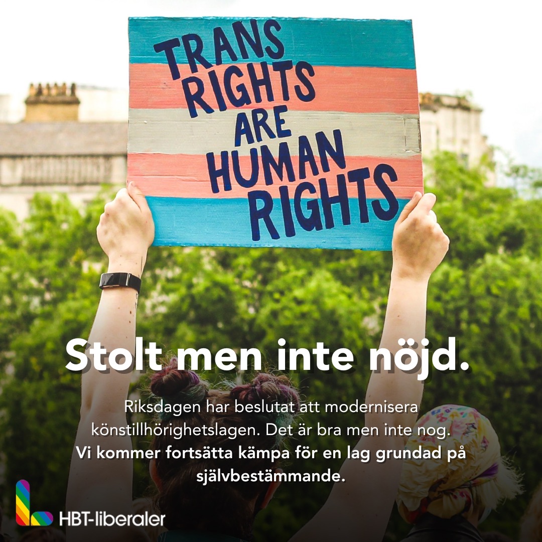 ÄNTLIGEN har riksdagen röstat igenom en modern könstillhörighetslag🏳️‍⚧️ HBT-liberaler och många andra har kämpat så länge för detta. Idag blir transpersoner lite friare. 🩵🩷🤍