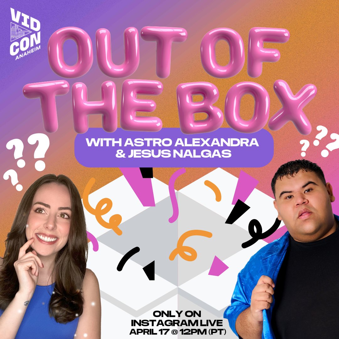 ‼️TODAY‼️ Tune in to our IG Live at 12 PM (PT) to watch these #VidConAN24 Featured Creators open fun-filled mystery packages and answer all YOUR questions in the chat!!!