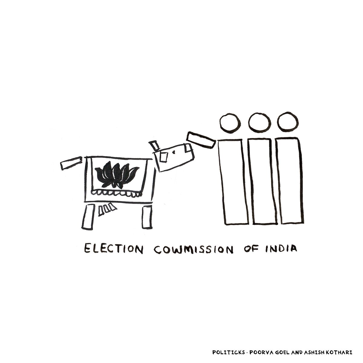 Poorva Goel and my latest cartoon, part of a series on the Indian elections. @holycowmics