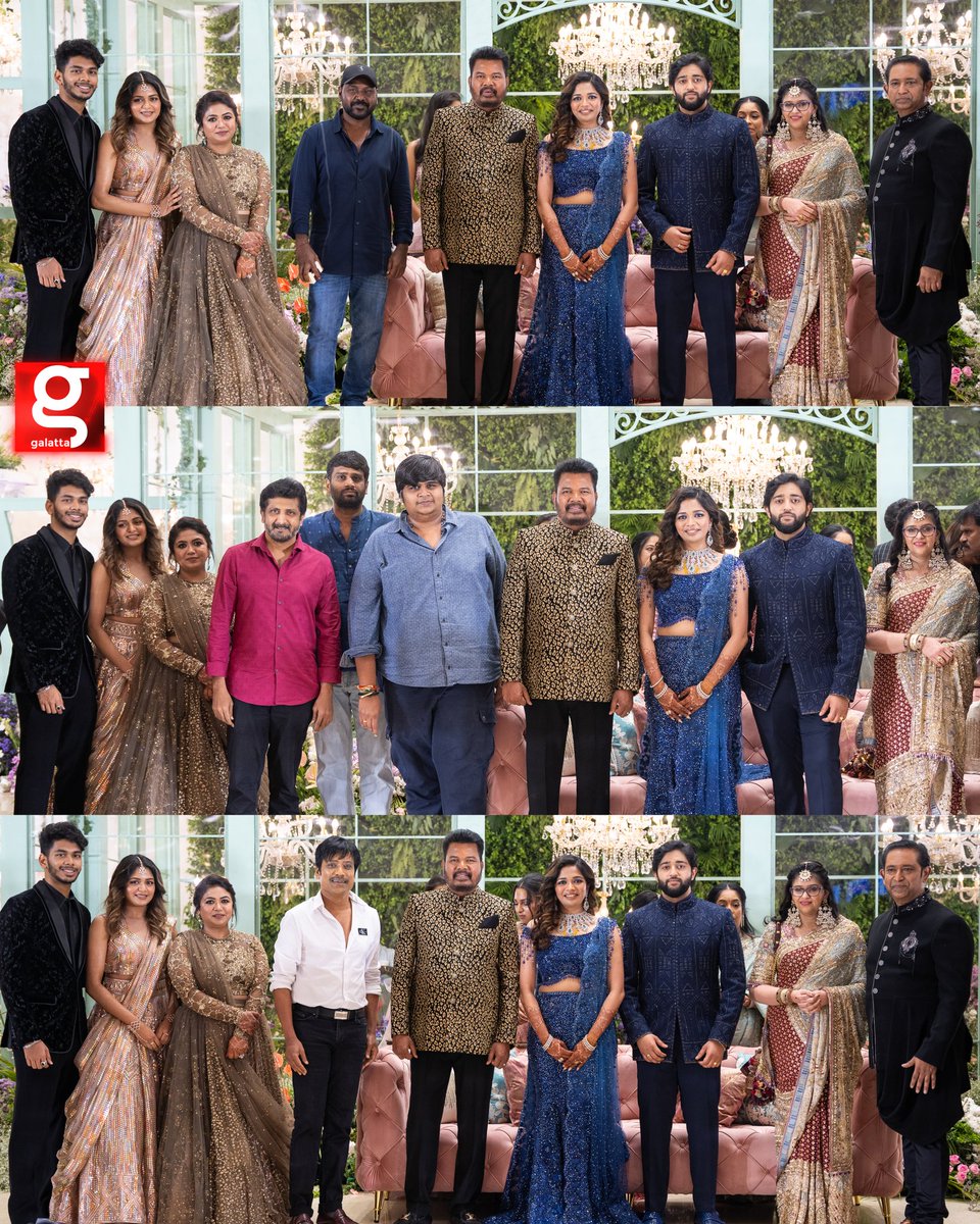 A star-studded affair at Director Shankar's daughter's post-wedding reception! #SJSuryah, #KarthikSubbaraj, #HVinoth, #RaghavaLawrence, and #MohanRaja add glamour to the celebration 🌟💫 

@AditiShankarofl @shankarshanmugh @offl_Lawrence @karthiksubbaraj @jayam_mohanraja