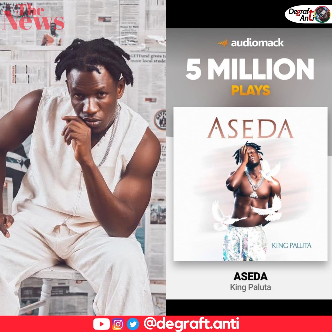 'Aseda'  by @KingPalutaMusic hits 5M plays on Audiomack 🔥💥
_____
Sarkodie Stonebwoy Shatta Wale r2bees and olivetheboy nima real Madrid Henry fitz