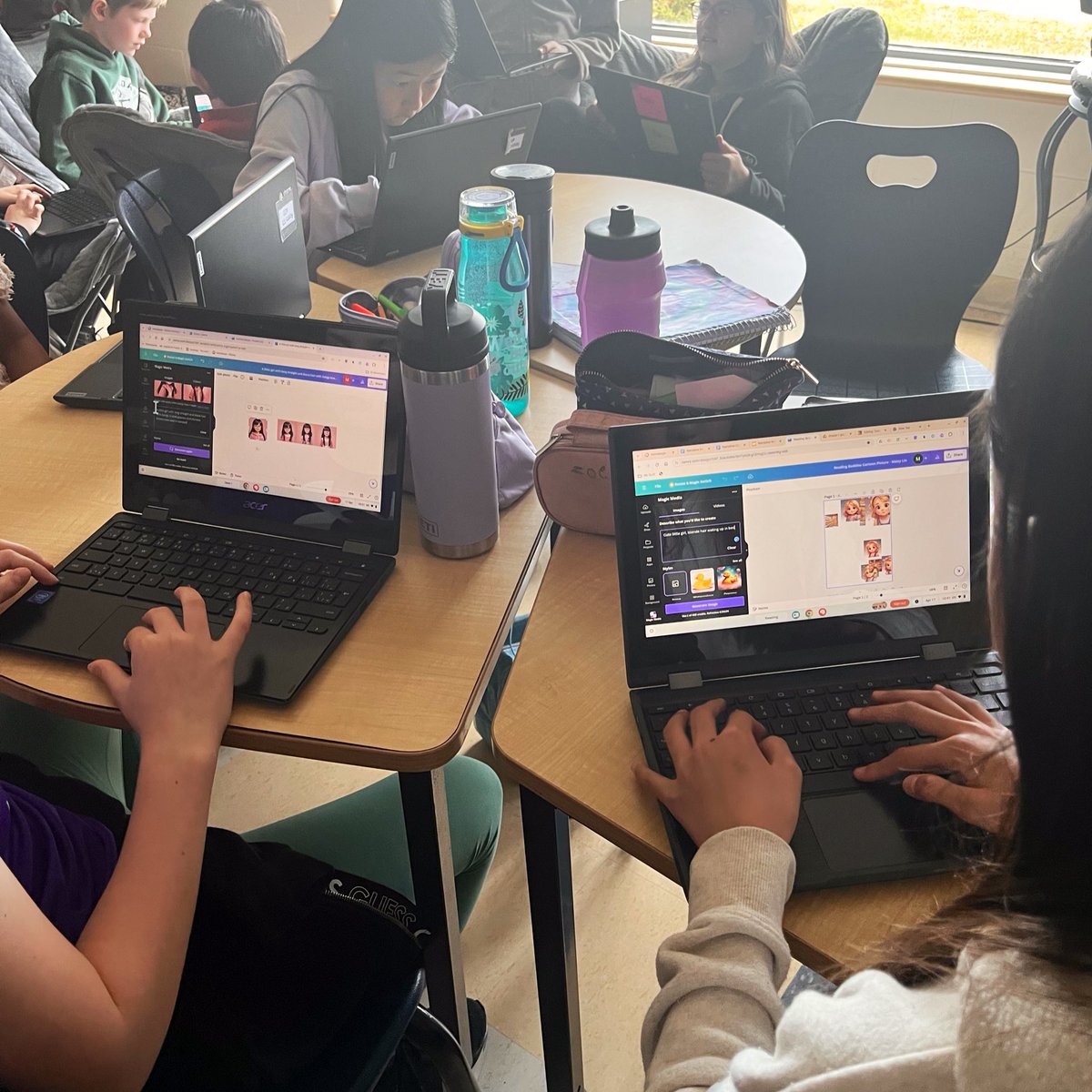 More @canva exploration today with @Mrs_Devine5 our grade 5's are learning how to create illustrations for their narratives they've been working on. Thanks so much @tpot_9 for the demonstration yesterday! @StAnneOCSB
