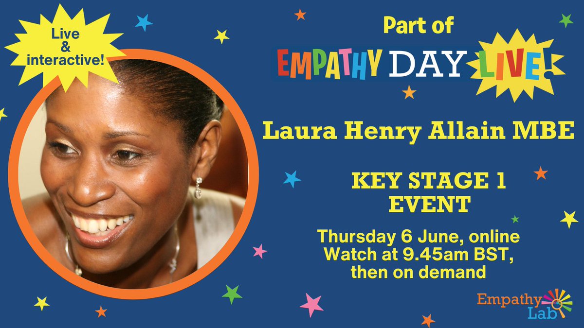 Time for our next round of lineup reveals for Empathy Day Live!

Educationalist, Storyteller, Producer and Consultant @LauraHAllain MBE joins our live event for Key Stage 1! Tune in as we build our empathy skills together ✨
 
empathylab.uk/empathy-day 
@ladybirdbooks #EmpathyDay