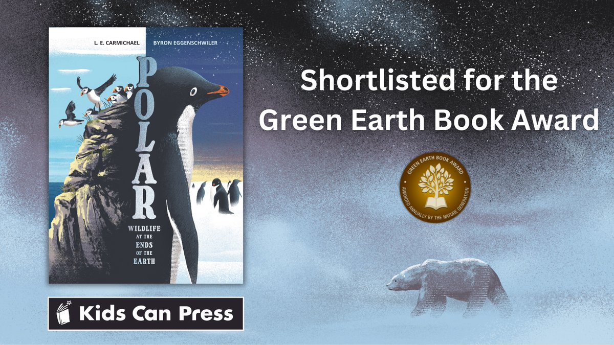 Polar, written by L. E. Carmichael and illustrated by Byron Eggenschwiler, has been shortlisted for the Green Earth Book Award. The winners will be announced on April 22nd, which is Earth Day. Congratulations to all! bit.ly/442UCSo