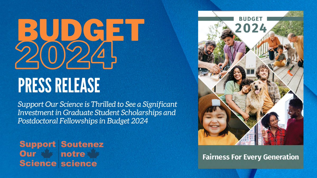 Support Our Science is thrilled to see a significant investment in graduate student scholarships and postdoctoral fellowships in Budget 2024! See our full statement: supportourscience.ca/post/support-o…