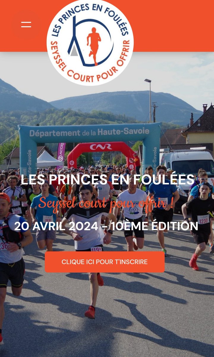 Derniers jours pour vous inscrire à la 10ème édition des Princes en Foulées organisée par Seyssel Court Pour Offrir lesprincesenfoulees.com Un événement désormais incontournable que nous avons façonné au fil des années Trails, rando, marche, repas, venez nombreux à @Seyssel74 !