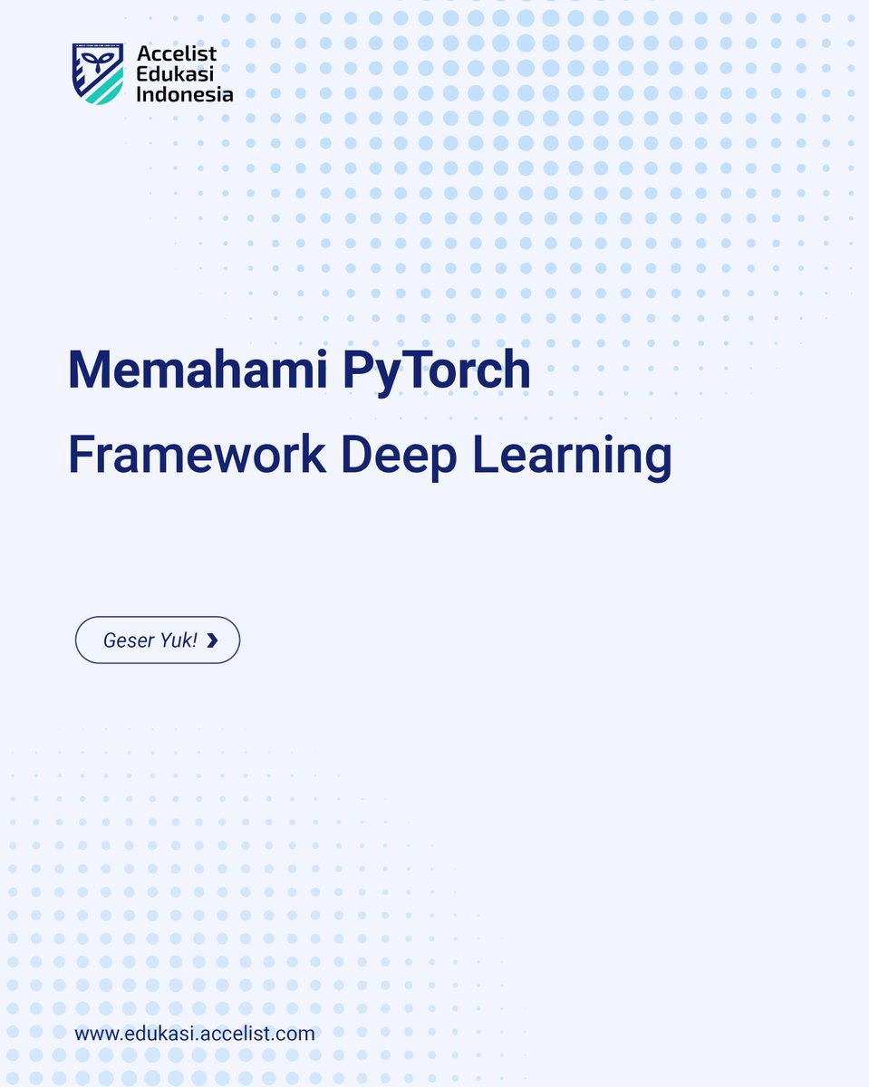 AccelistEdukasi's tweet image. Ternyata PyTorch bisa ngebantu banget nih buat teman Mindu yang mau meneliti deep learning. 😉
#pytorch #learning #learningcoding #coding #belajarcoding #accelistedukasiindonesia #AEDU