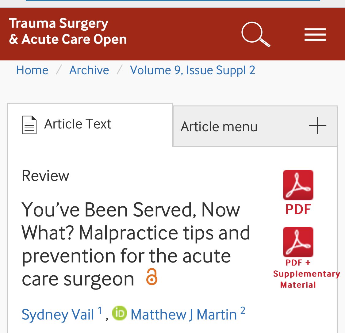 elliotthaut's tweet photo. “You’ve Been Served, Now What? Malpractice tips and prevention for the acute care surgeon” by Sydney Vail and @docmartin22 at @TCCACS #TCCACS24 #TCCACS2024

Read all about it in @TSACO_AAST
 https://t.co/EV1DXckos1 https://t.co/JRIY5tDGvk