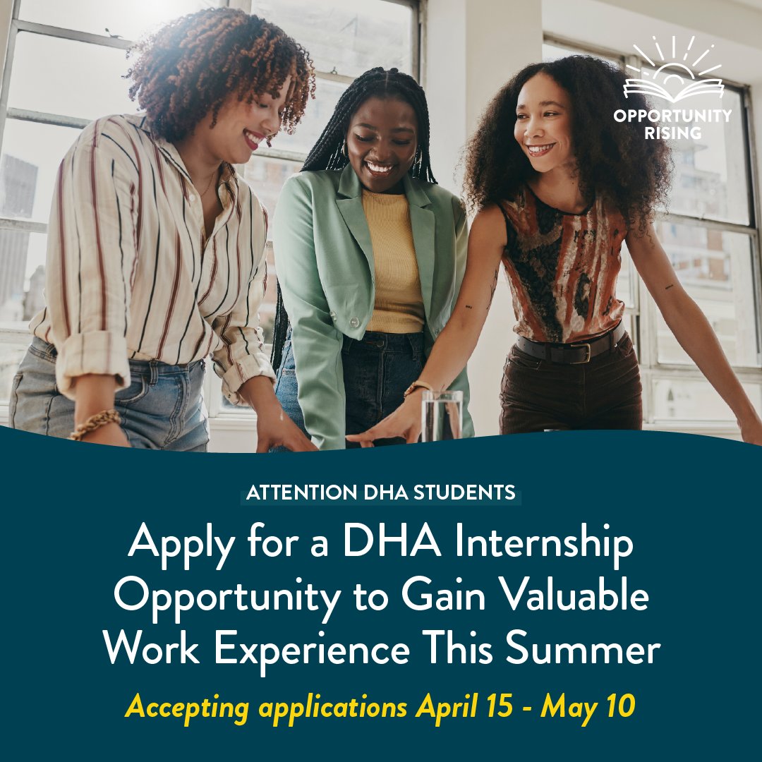OppRising's tweet photo. Interested in getting paid to gain professional work experience this summer? Learn more about the six-week DHA internship program and how you can apply: https://t.co/IvhMPAuf3x. https://t.co/sawiOXiqkQ