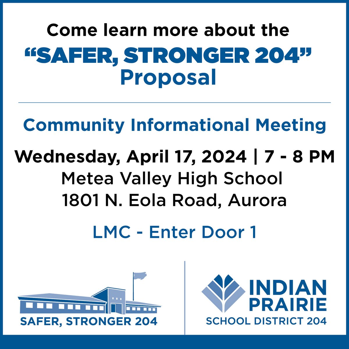 Indian Prairie 204 (@ipsd204) on Twitter photo Join us tonight at Metea Valley Valley High School to learn more about the "Safer, Stronger 204" Proposal! <a href="/meteavalley/">Metea Valley HS</a> Join us tonight at Metea Valley Valley High School to learn more about the "Safer, Stronger 204" Proposal! <a href="/meteavalley/">Metea Valley HS</a>