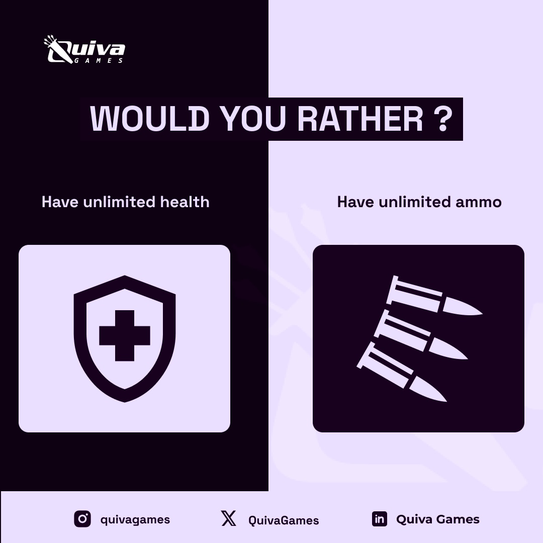 What would YOU rather have?

Let's know in the comments.

#WouldYouRather #quivagames #Trending #Gaming #AfricanGaming #gamingcommunity