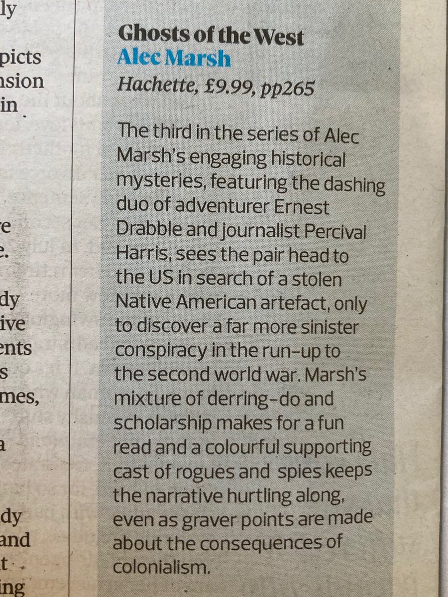 It's never a bad day to share a nice review of a #DrabbleAndHarris book, especially from @alexlarman in @ObserverUK .... this one on GHOSTS OF THE WEST ...
#HistoricalFiction #CrimeFiction 

Take a look for yourself here: tinyurl.com/ydsvdj9d