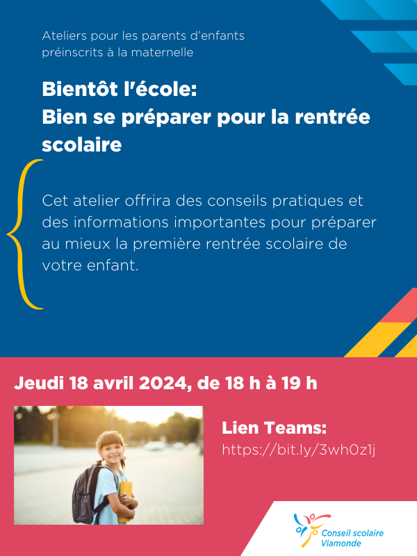Notre prochain atelier pour ceux et celles qui commencent l'école en Septembre 2024 !